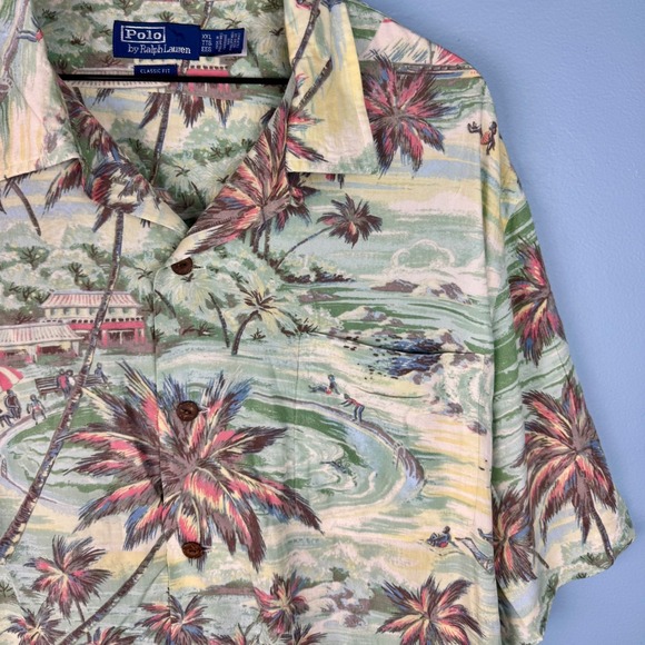Polo Ralph Lauren Mens 2XL Classic Fit Button Up Loop Collar Hawaiian Shirt - Picture 1 of 5